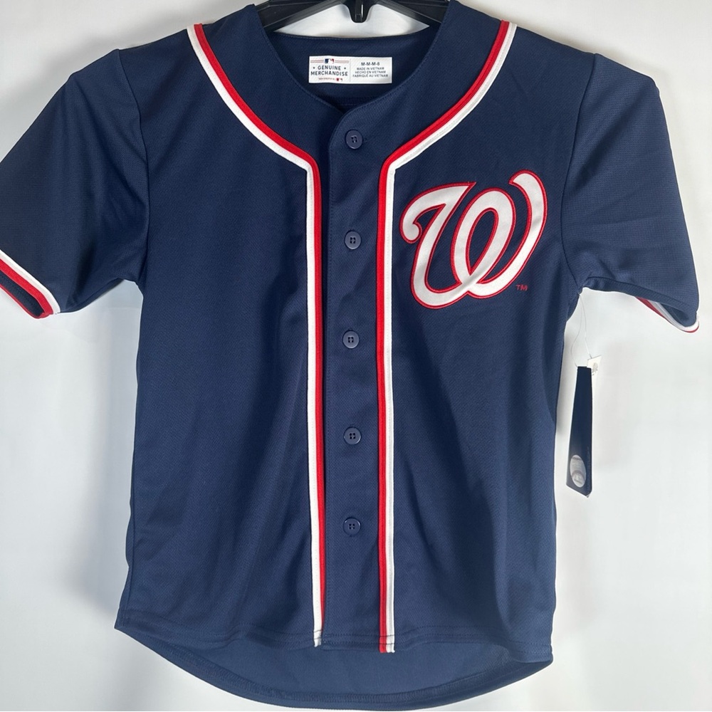 Kids Navy Blue Baseball Shirt Youth Size Medium 8 - Picture 4 of 8